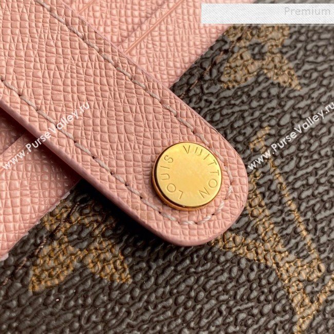 Louis Vuitton Monogram Canvas and Calfskin Porte Cartes Double Zipped Card Holder M66532 Pink 2019 (KD-9100741)