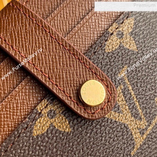 Louis Vuitton Monogram Canvas and Calfskin Porte Cartes Double Zipped Card Holder M66532 Brown 2019 (KD-9100742)