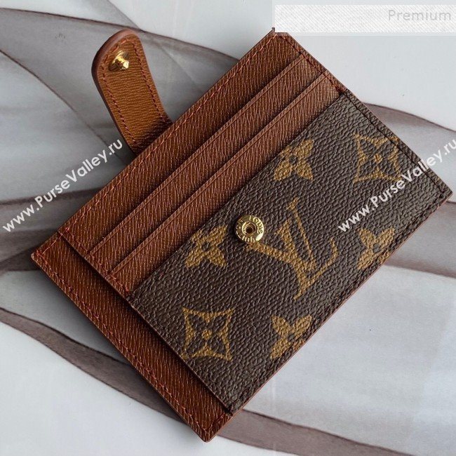 Louis Vuitton Monogram Canvas and Calfskin Porte Cartes Double Zipped Card Holder M66532 Brown 2019 (KD-9100742)