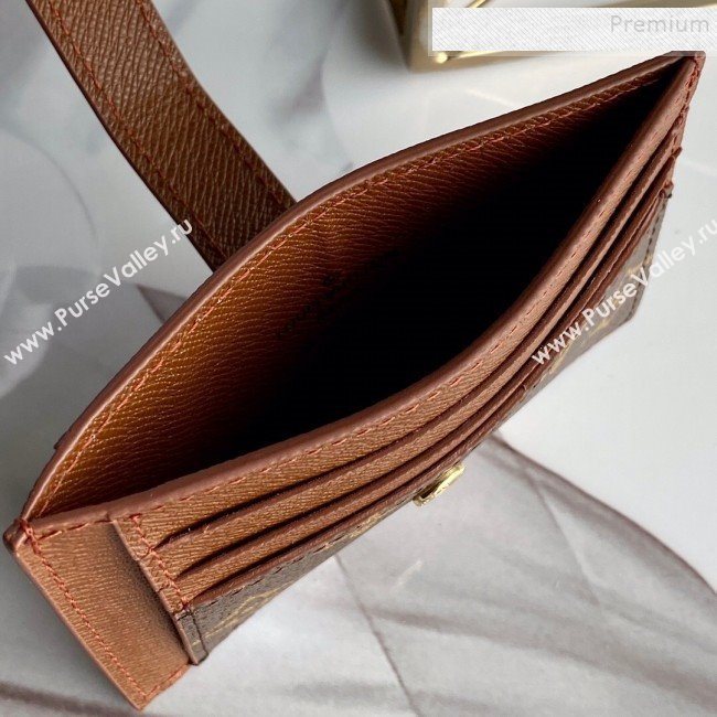 Louis Vuitton Monogram Canvas and Calfskin Porte Cartes Double Zipped Card Holder M66532 Brown 2019 (KD-9100742)