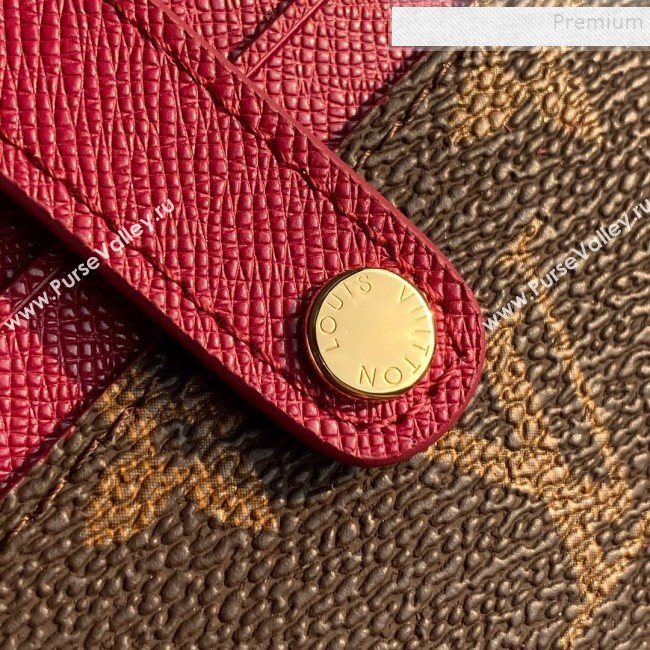 Louis Vuitton Monogram Canvas and Calfskin Porte Cartes Double Zipped Card Holder M66532 Fushia 2019 (KD-9100743)