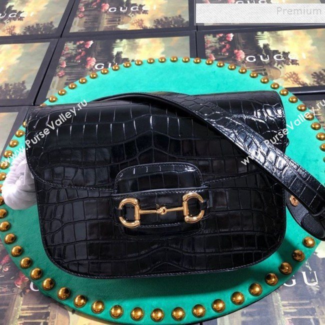 Gucci Crocodile Embossed Leather 1955 Horsebit Small Shoulder Bag 602204 2019 (BLWX-9100812)