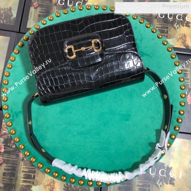 Gucci Crocodile Embossed Leather 1955 Horsebit Small Shoulder Bag 602204 2019 (BLWX-9100812)