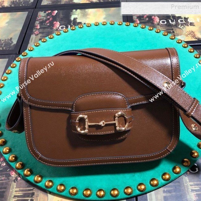 Gucci Grained Calfskin 1955 Horsebit Small Shoulder Bag 602204 Brown 2019 (BLWX-9100814)