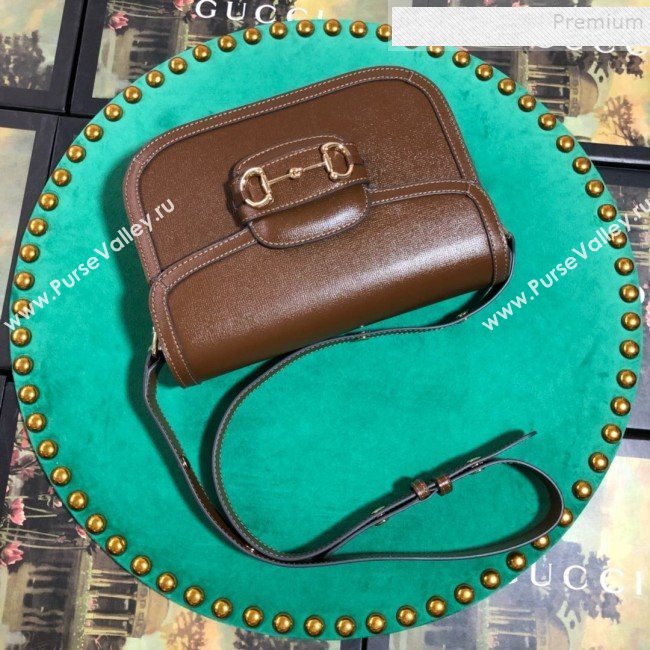 Gucci Grained Calfskin 1955 Horsebit Small Shoulder Bag 602204 Brown 2019 (BLWX-9100814)