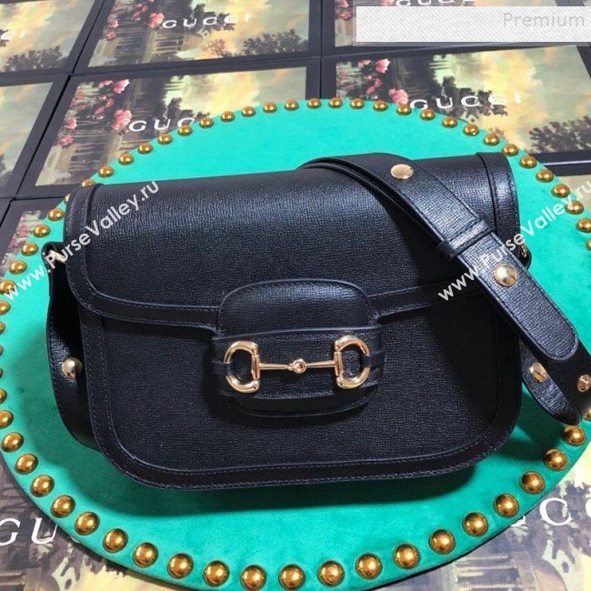 Gucci Grained Calfskin 1955 Horsebit Small Shoulder Bag 602204 Black 2019 (BLWX-9100813)