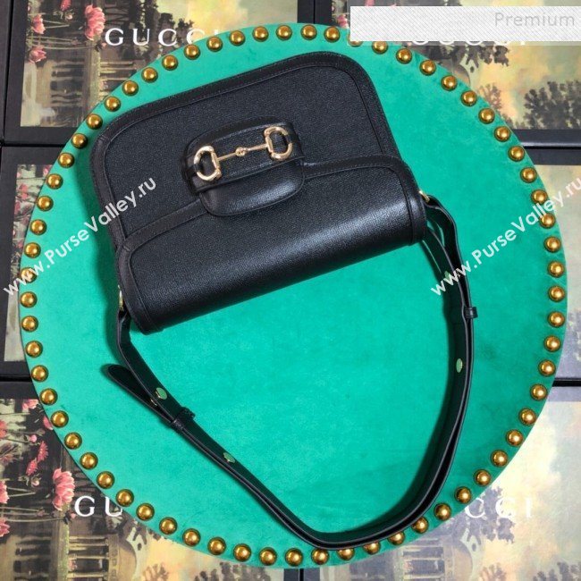 Gucci Grained Calfskin 1955 Horsebit Small Shoulder Bag 602204 Black 2019 (BLWX-9100813)