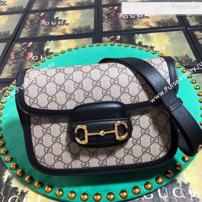 Gucci GG Canvas 1955 Horsebit Small Shoulder Bag 602204 Black 2019 (BLWX-9100806)