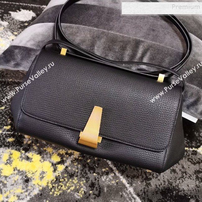 Bottega Veneta Grained Leather Small BV Angle Shoulder Bag Black 2019 (XYD-9100817)