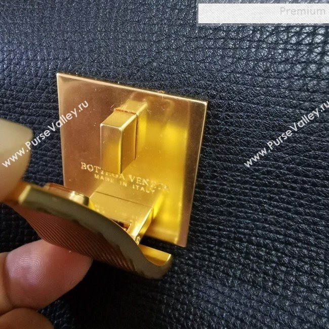 Bottega Veneta Grained Leather Small BV Angle Shoulder Bag Black 2019 (XYD-9100817)