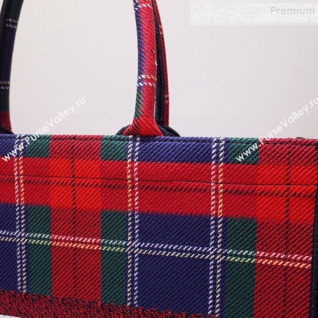 Dior Book Tote Large Bag in Cotton Canvas Check Red/Green/Blue 2019 (BINF-9100903)