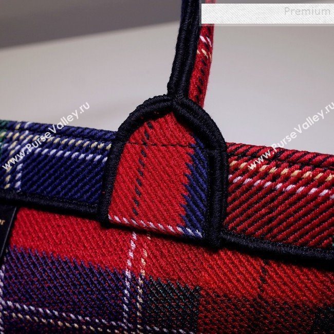 Dior Book Tote Large Bag in Cotton Canvas Check Red/Green/Blue 2019 (BINF-9100903)