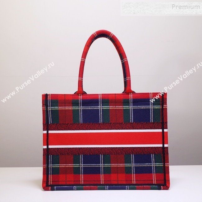 Dior Book Tote Small Bag in Cotton Canvas Check Red/Green/Blue 2019 (BINF-9100902)