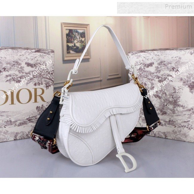 Dior Saddle Medium Bag in Ultra Matte Embossed Leather White 2019 (BINF-9100905)