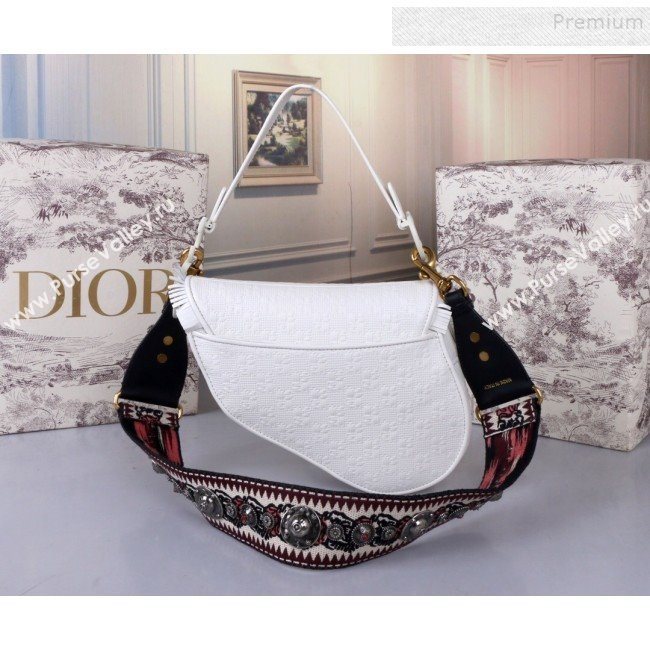 Dior Saddle Medium Bag in Ultra Matte Embossed Leather White 2019 (BINF-9100905)