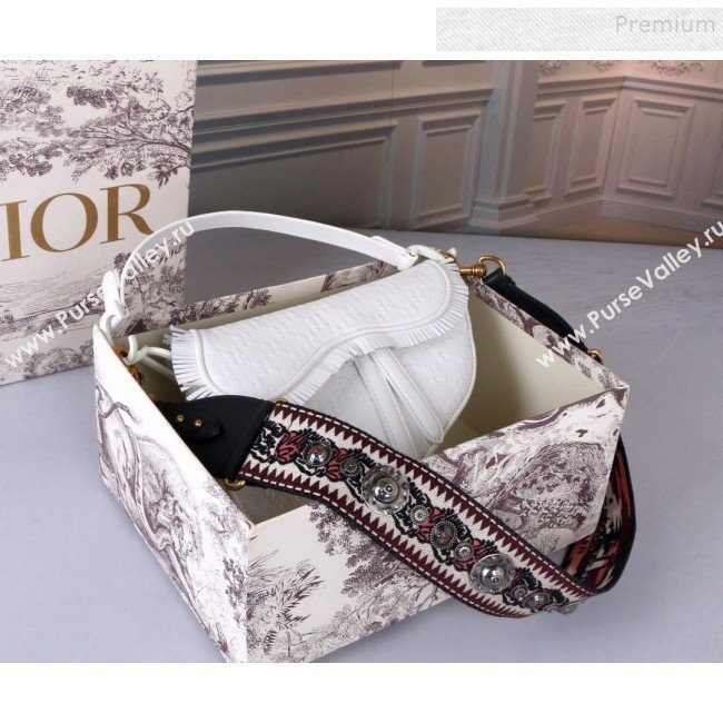 Dior Saddle Medium Bag in Ultra Matte Embossed Leather White 2019 (BINF-9100905)