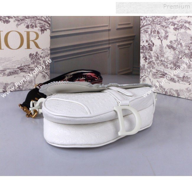 Dior Saddle Medium Bag in Ultra Matte Embossed Leather White 2019 (BINF-9100905)