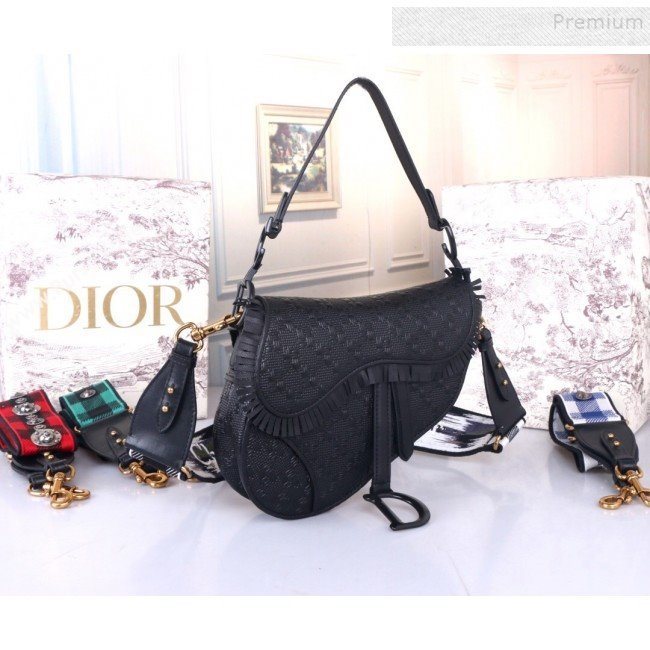 Dior Saddle Medium Bag in Ultra Matte Embossed Leather Black 2019 (BINF-9100906)