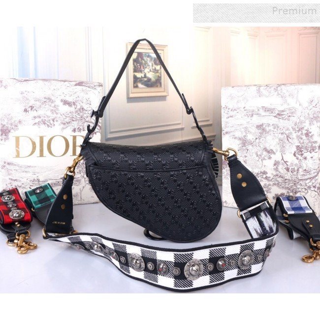 Dior Saddle Medium Bag in Ultra Matte Embossed Leather Black 2019 (BINF-9100906)