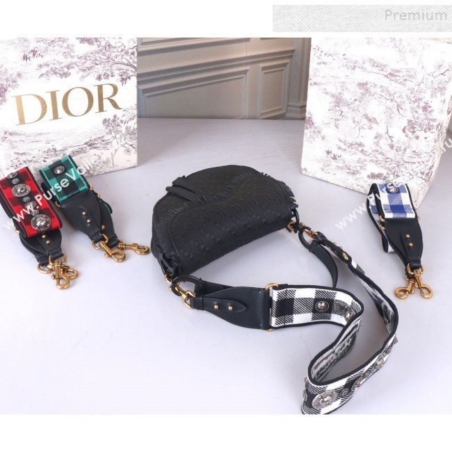 Dior Saddle Medium Bag in Ultra Matte Embossed Leather Black 2019 (BINF-9100906)