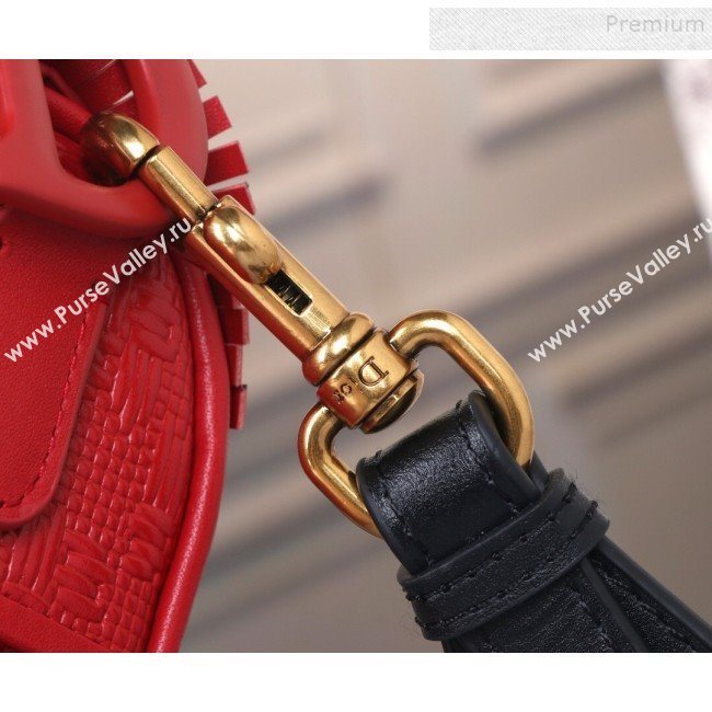 Dior Saddle Medium Bag in Ultra Matte Embossed Leather Red 2019 (BINF-9100907)