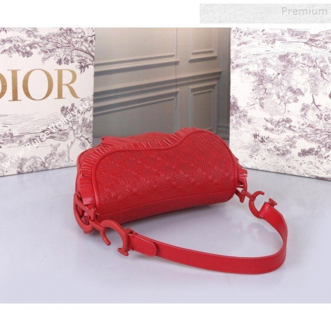 Dior Saddle Medium Bag in Ultra Matte Embossed Leather Red 2019 (BINF-9100907)