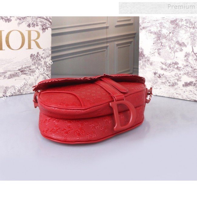 Dior Saddle Medium Bag in Ultra Matte Embossed Leather Red 2019 (BINF-9100907)