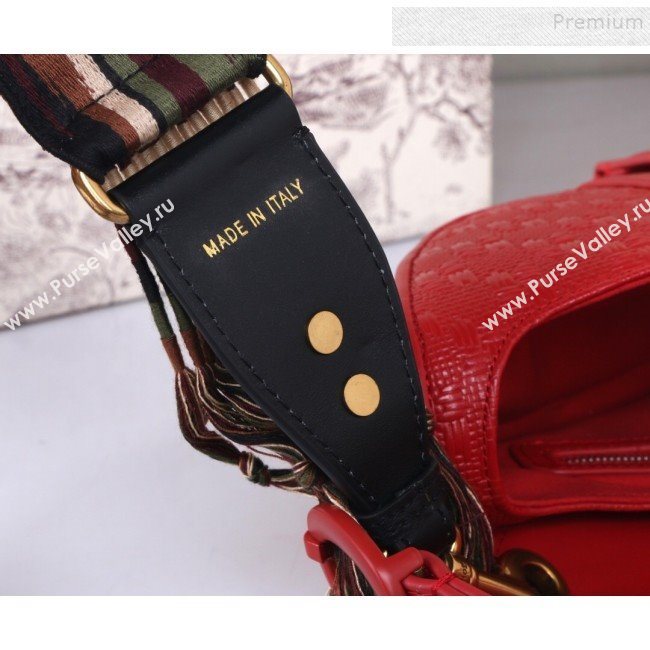 Dior Saddle Medium Bag in Ultra Matte Embossed Leather Red 2019 (BINF-9100907)