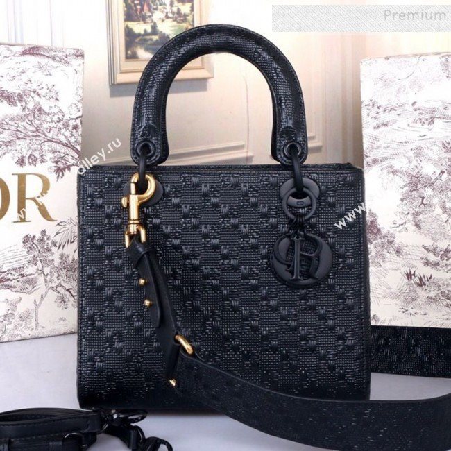 Dior Lady Dior Medium Bag in Ultra Matte Embossed Calfskin Black 2019 (BINF-9100908)