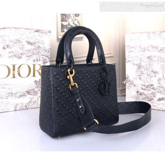 Dior Lady Dior Medium Bag in Ultra Matte Embossed Calfskin Black 2019 (BINF-9100908)