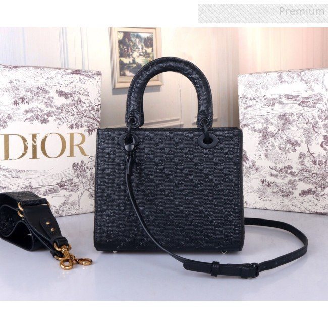 Dior Lady Dior Medium Bag in Ultra Matte Embossed Calfskin Black 2019 (BINF-9100908)