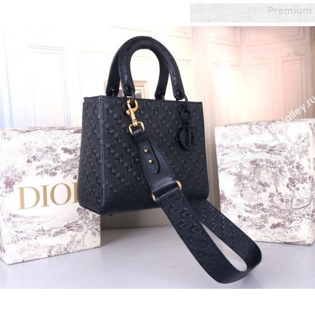 Dior Lady Dior Medium Bag in Ultra Matte Embossed Calfskin Black 2019 (BINF-9100908)