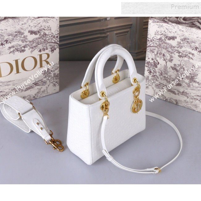 Dior Lady Dior Medium Bag in Ultra Matte Embossed Calfskin White 2019 (BINF-9100911)