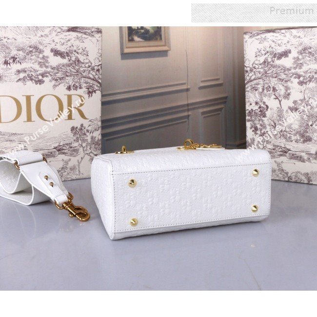 Dior Lady Dior Medium Bag in Ultra Matte Embossed Calfskin White 2019 (BINF-9100911)