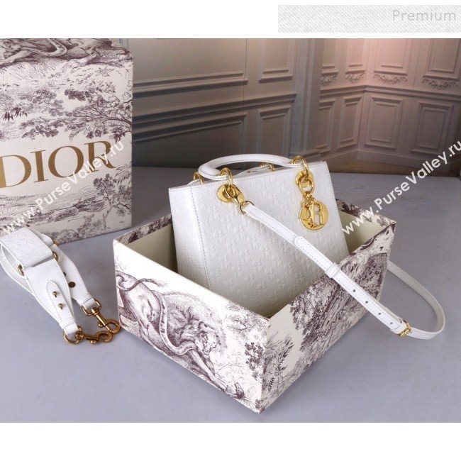 Dior Lady Dior Medium Bag in Ultra Matte Embossed Calfskin White 2019 (BINF-9100911)