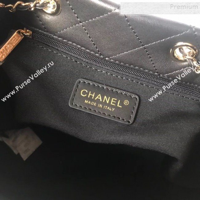 Chanel Quilted Leather Chain Drawstring Small Bucket Bag Black 2019 (KAIS-9100708)