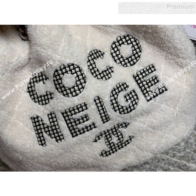 Chanel Quilted Shearling Sheepskin Medium Shopping Bag AS0981 White 2019 (FM-9100725)