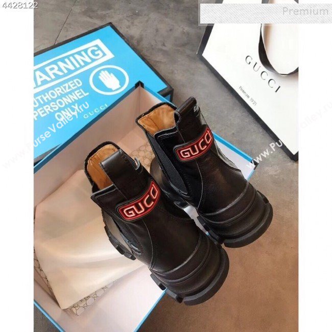 Gucci Leather Short Boots 598524 Black 2019 (For Women and Men)  (EM-9101033)