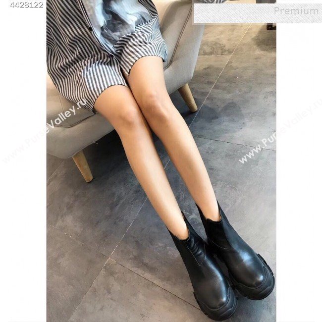 Gucci Leather Short Boots 598524 Black 2019 (For Women and Men)  (EM-9101033)