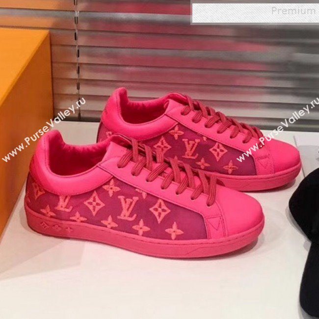 Louis Vuitton Luxembourg Monogram Embroidered Low-top Sneakers Neon Pink 2019 (For Women and Men) (MD-9101120)