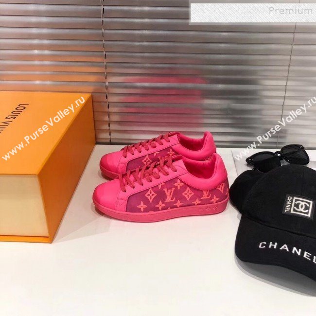 Louis Vuitton Luxembourg Monogram Embroidered Low-top Sneakers Neon Pink 2019 (For Women and Men) (MD-9101120)