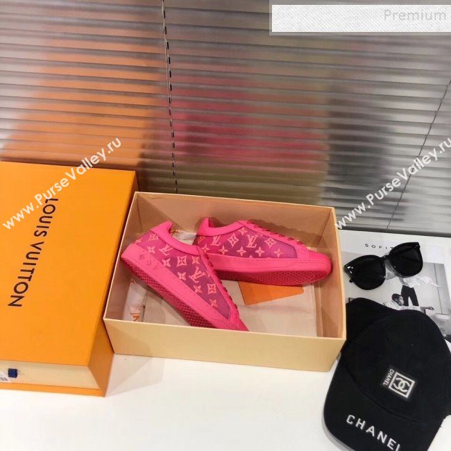 Louis Vuitton Luxembourg Monogram Embroidered Low-top Sneakers Neon Pink 2019 (For Women and Men) (MD-9101120)