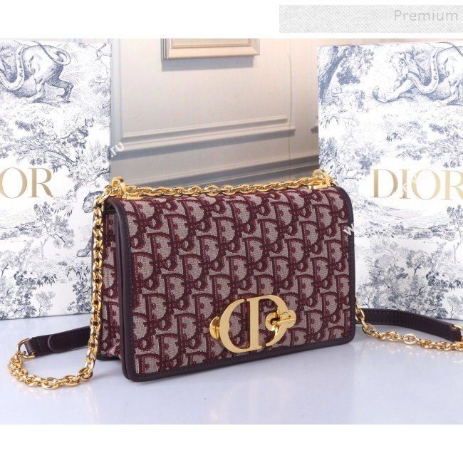 Dior 30 Montaigne CD Flap Bag in Burgundy Oblique Canvas 2019 (BINF-9100918)
