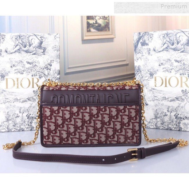 Dior 30 Montaigne CD Flap Bag in Burgundy Oblique Canvas 2019 (BINF-9100918)