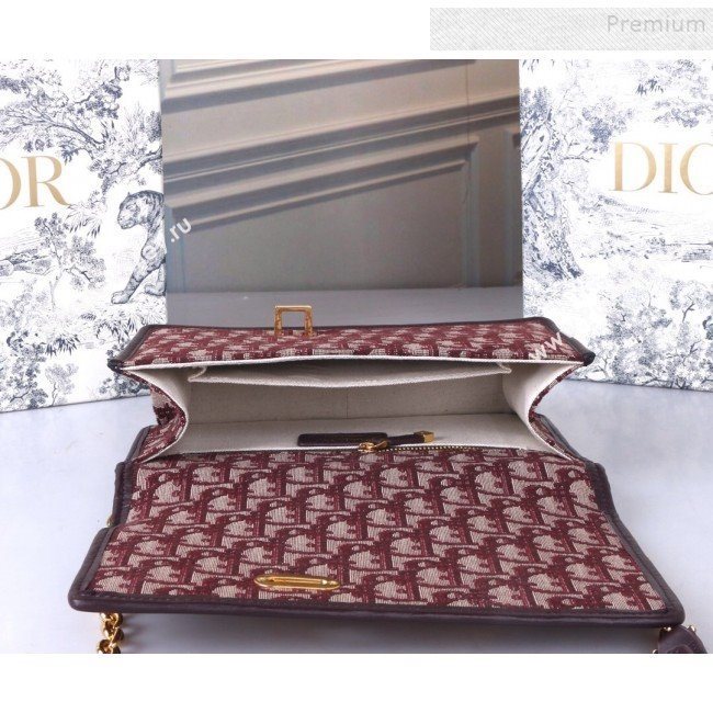 Dior 30 Montaigne CD Flap Bag in Burgundy Oblique Canvas 2019 (BINF-9100918)