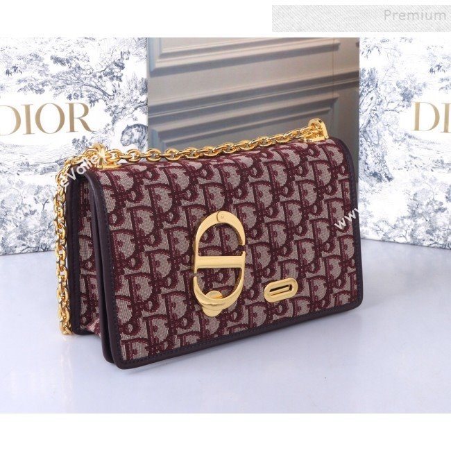 Dior 30 Montaigne CD Flap Bag in Burgundy Oblique Canvas 2019 (BINF-9100918)