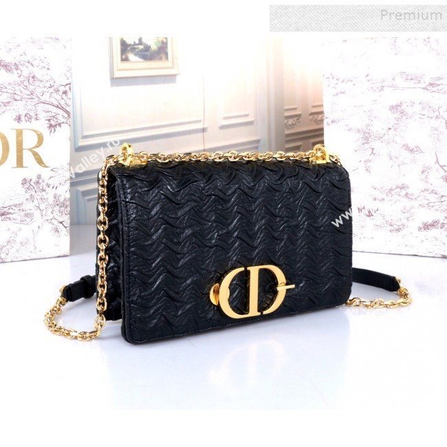 Dior 30 Montaigne CD Flap Bag in Pleated Leather Black 2019 (BINF-9100916)