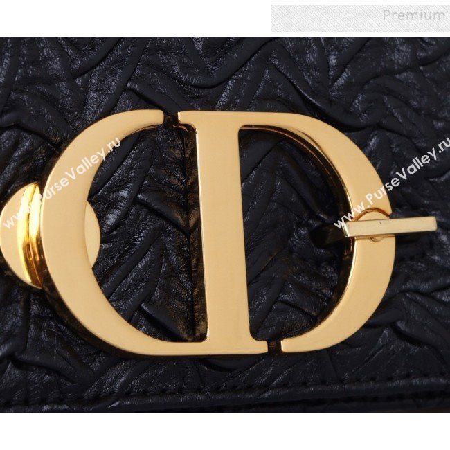 Dior 30 Montaigne CD Flap Bag in Pleated Leather Black 2019 (BINF-9100916)