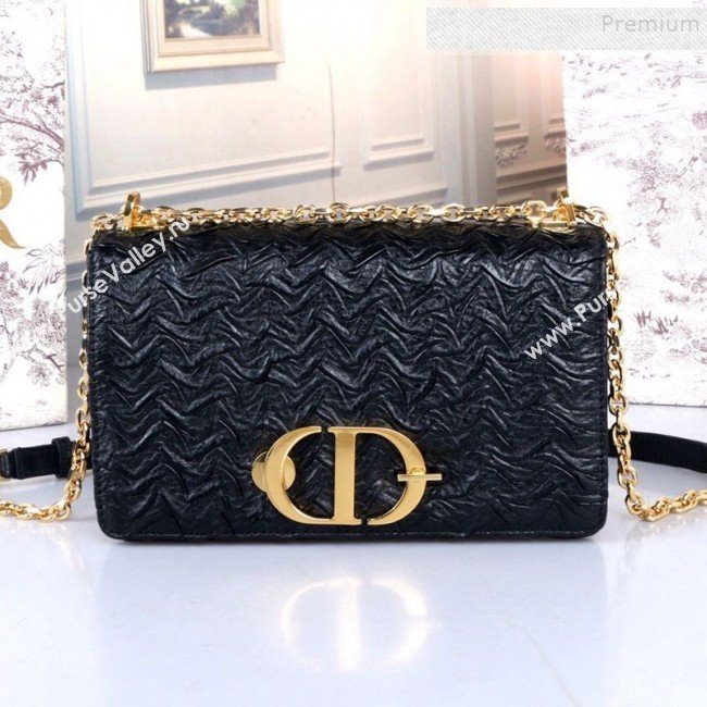 Dior 30 Montaigne CD Flap Bag in Pleated Leather Black 2019 (BINF-9100916)