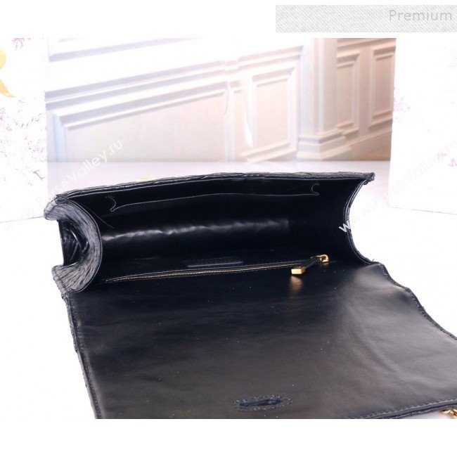 Dior 30 Montaigne CD Flap Bag in Pleated Leather Black 2019 (BINF-9100916)